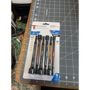 Wiha 70486 6-Piece Color Coded Magnetic Nut Setter SAE Set